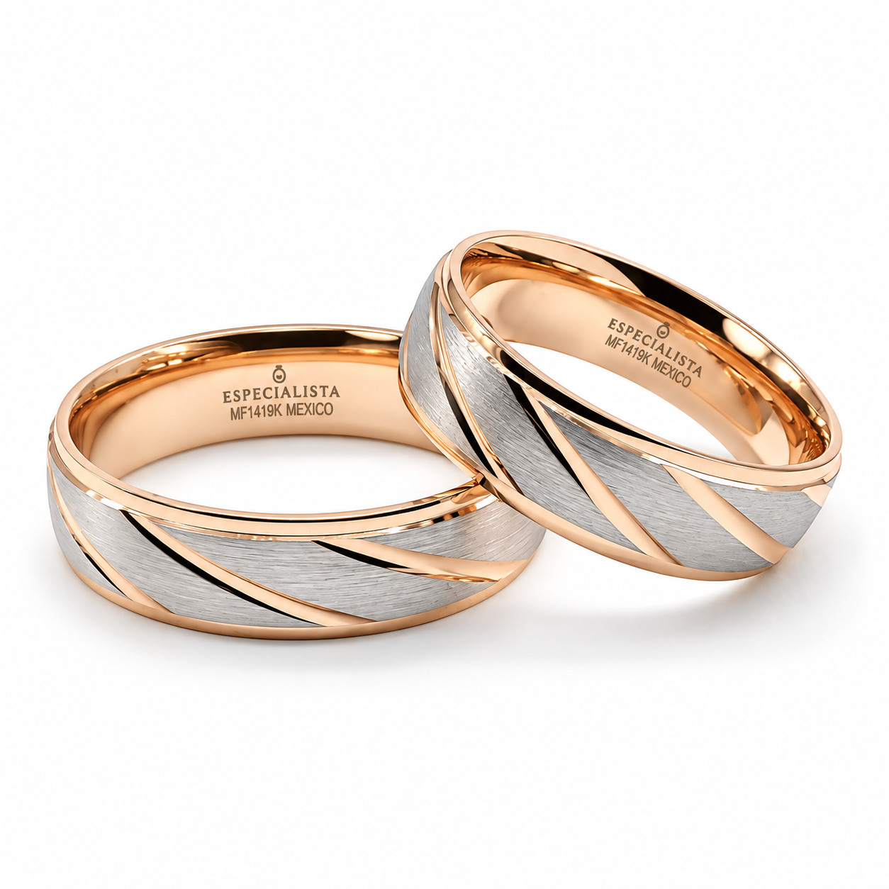 21C62RLQ Argollas de Matrimonio en oro combinado de 14 Kilates.