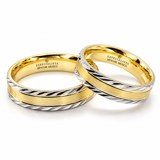 21C63LQ Argollas de Matrimonio en oro combinado de 14 Kilates.