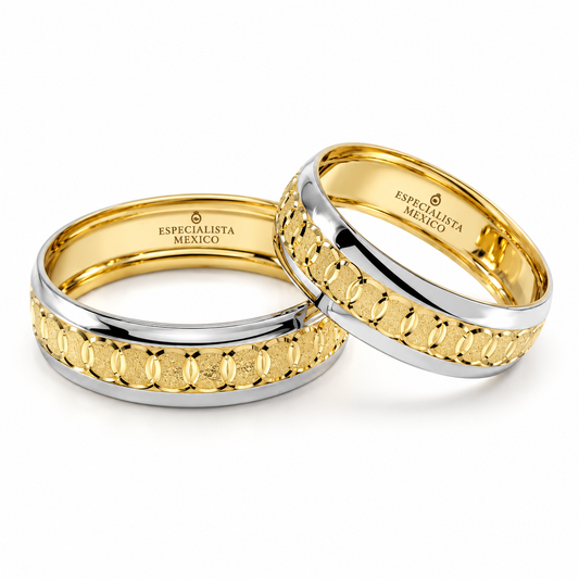 21C66LQ Argollas de Matrimonio en oro combinado de 14 Kilates.