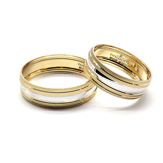 21C67LQ Argollas de Matrimonio en oro combinado de 10 ó 14 Kilates.