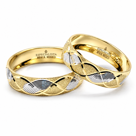 21C80LQ Par de Argollas de Matrimonio en oro de 14 Kilates