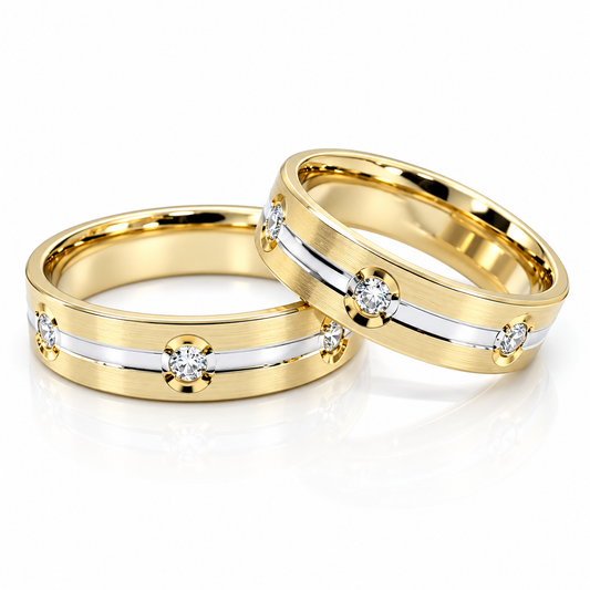Argollas de matrimonio en oro combinado con piedras | 21D104-5LQ