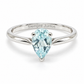 25JCL11LQ Anillo de compromiso tradicional en oro blanco de 18 Kilates con aguamarina natural en corte pera