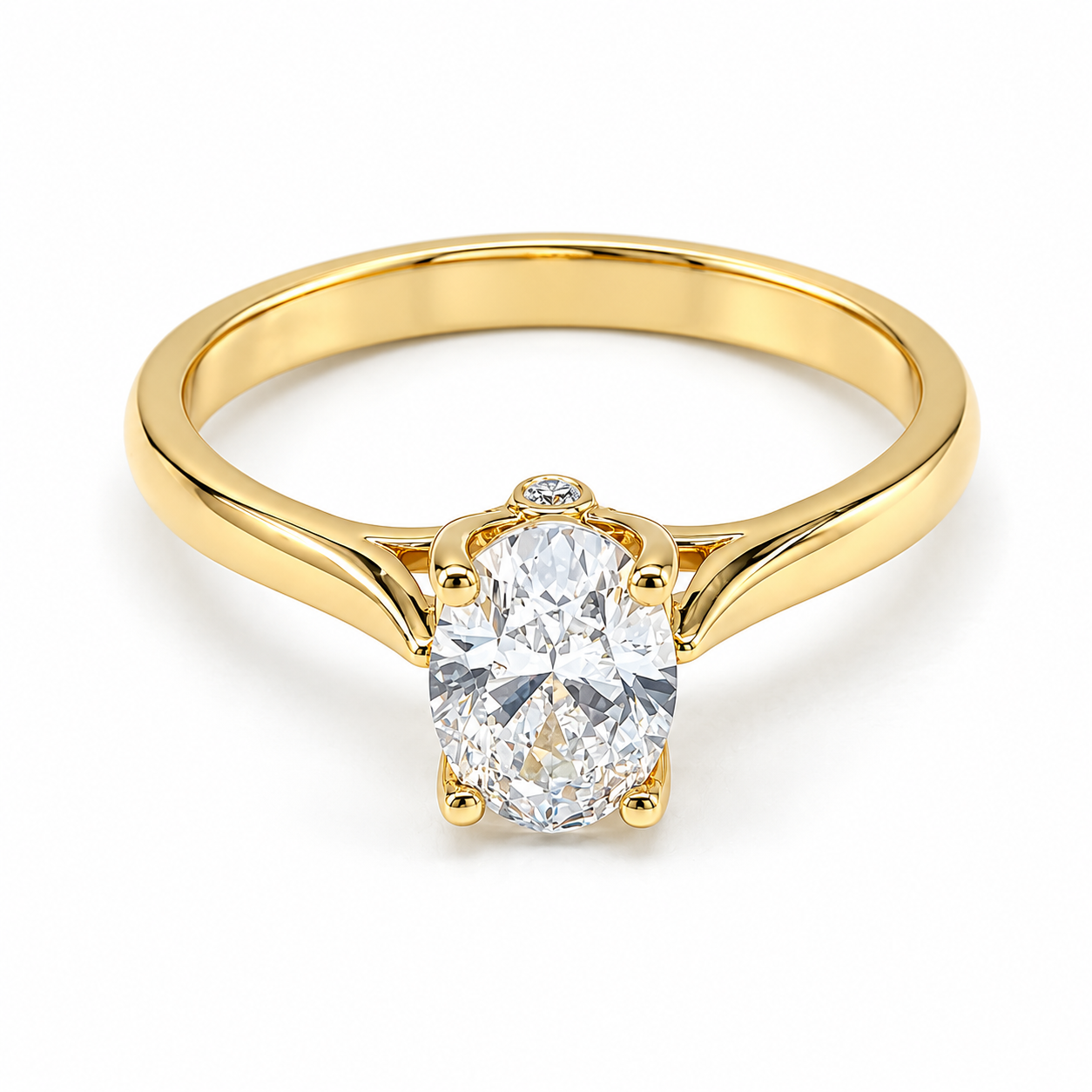 Anillo de compromiso tradicional en oro Amarillo de 14 kilates con diamante de laboratorio en corte Oval | 25JCL24LQ
