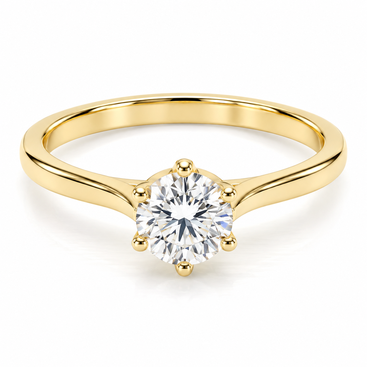 Anillo de compromiso tradicional en oro Amarillo de 14 kilates con diamante de laboratorio en corte redondo | 25JCL25LQ