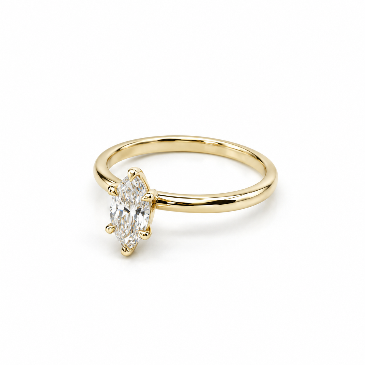 25JCL28LQ Anillo de compromiso en oro Amarillo de 14 kilates con diamante de laboratorio en corte Marquise