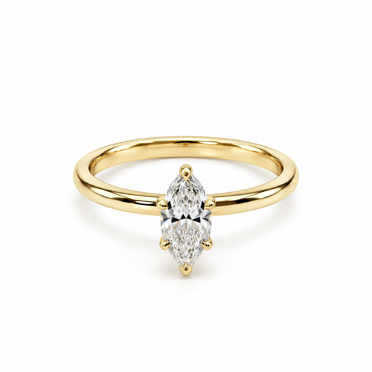 25JCL28LQ Anillo de compromiso en oro Amarillo de 14 kilates con diamante de laboratorio en corte Marquise
