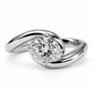 Anillo de compromiso curvo en oro blanco de 14 kilates con diamante de laboratorio | 25JCL29LQ