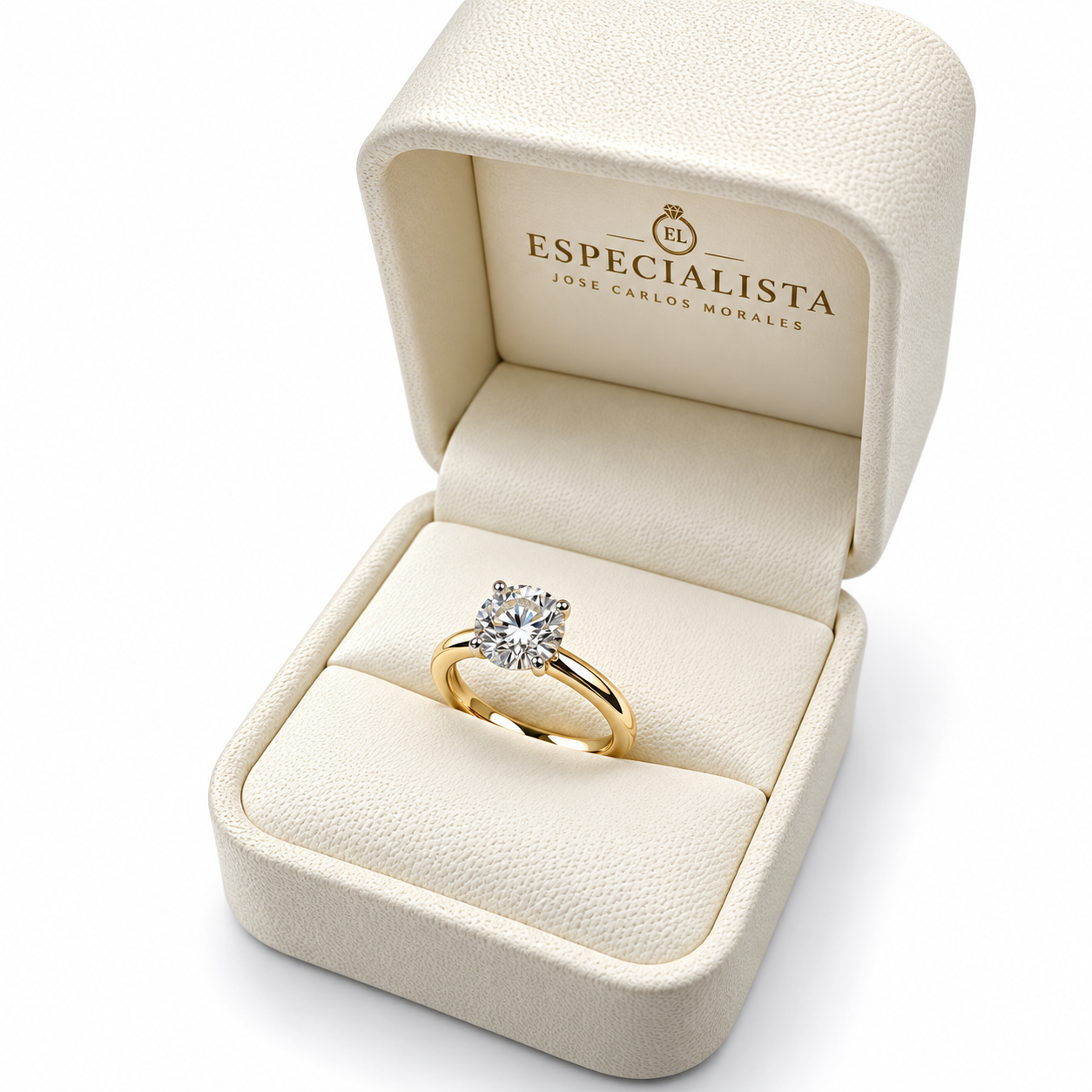 25JCM100ALQ Anillo de compromiso tradicional en oro de 14 Kilates con Moissanita