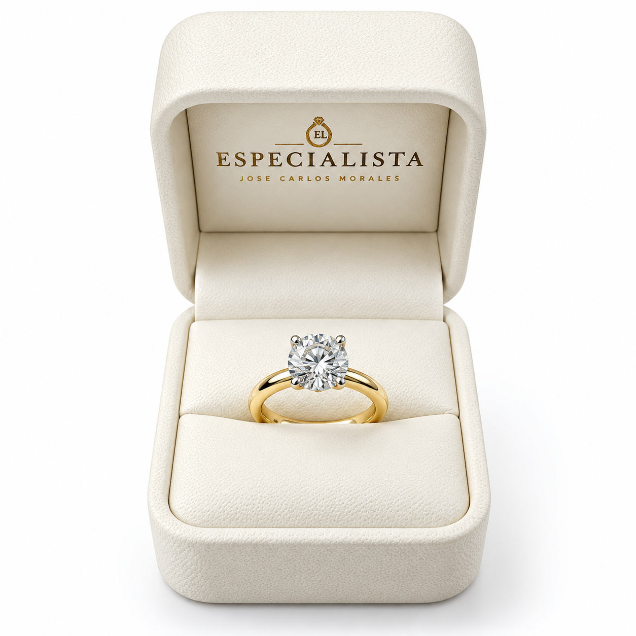 25JCM100ALQ Anillo de compromiso tradicional en oro de 14 Kilates con Moissanita