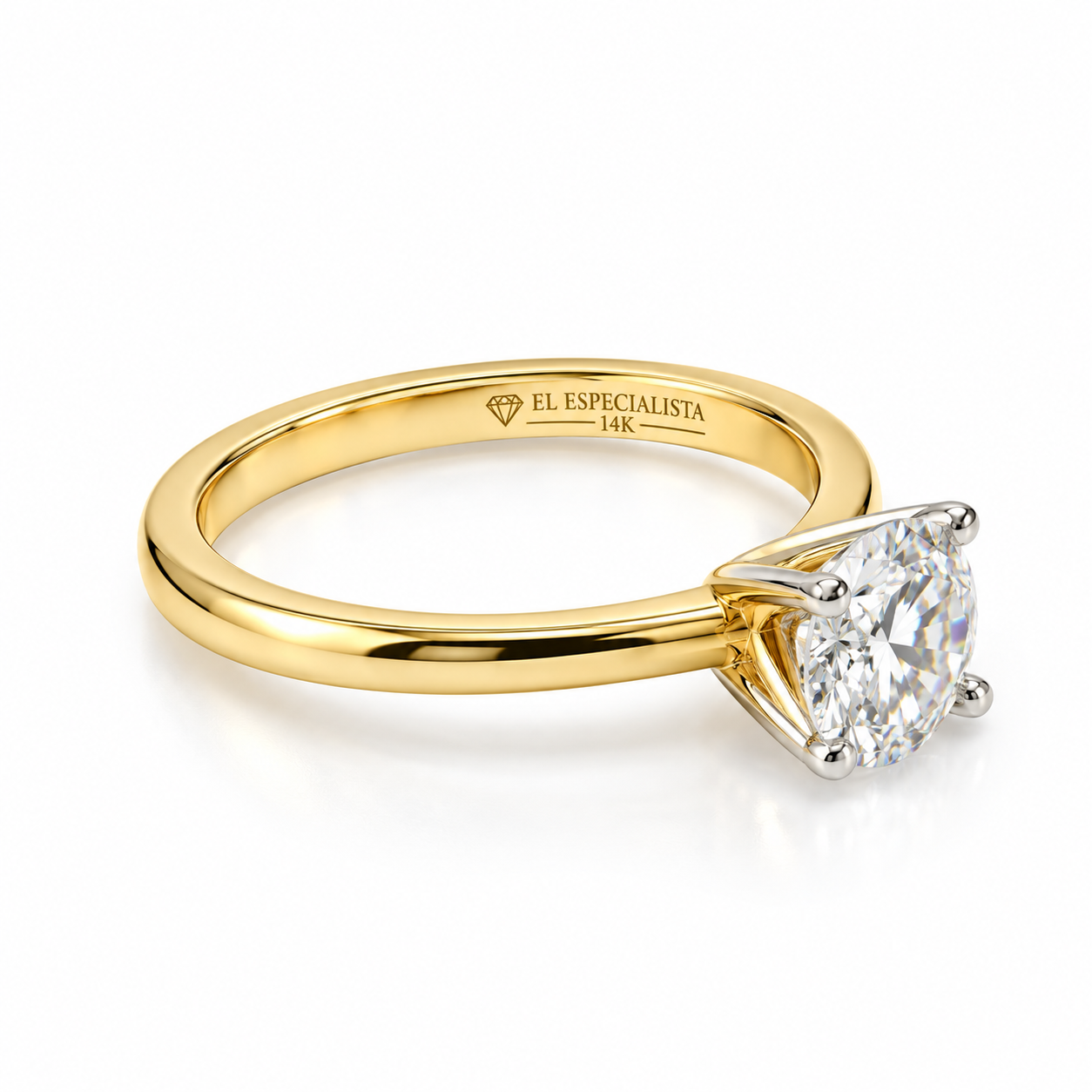 25JCM100ALQ Anillo de compromiso tradicional en oro de 14 Kilates con Moissanita