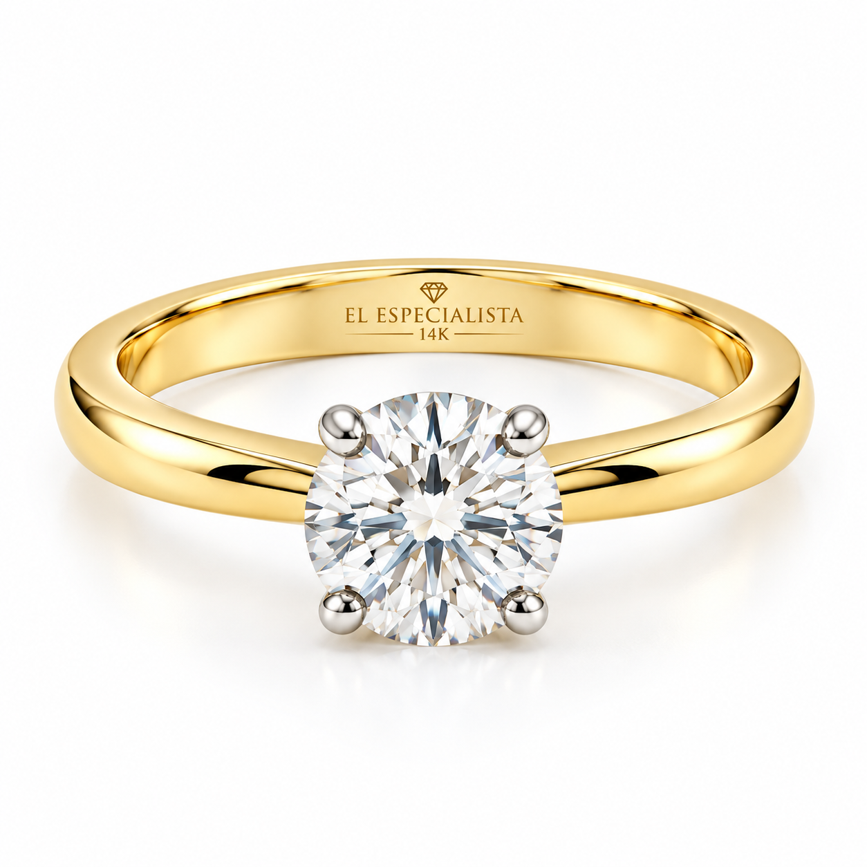 25JCM100ALQ Anillo de compromiso tradicional en oro de 14 Kilates con Moissanita
