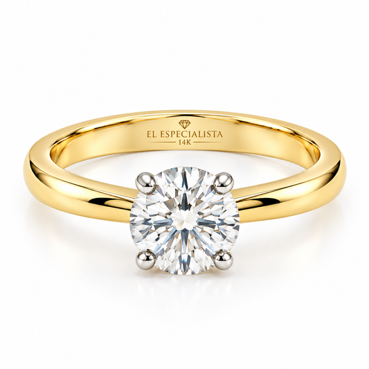 Anillo de compromiso tradicional en oro de 14 Kilates con Moissanita | 25JCM100ALQ