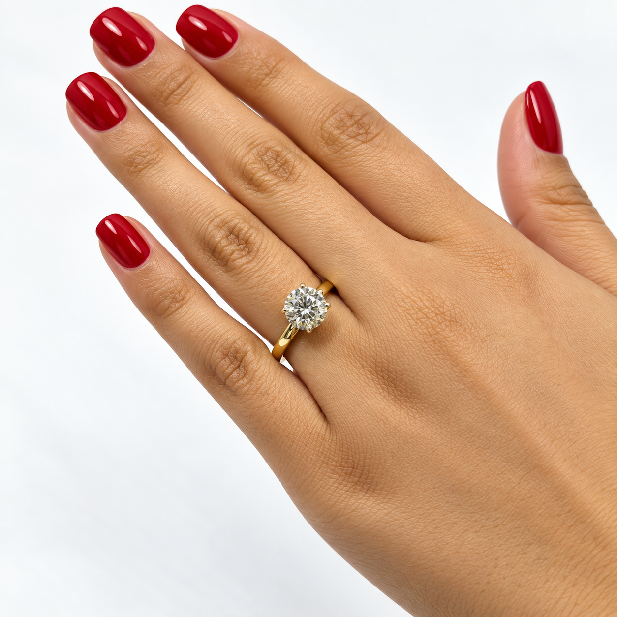 25JCM100ALQ Anillo de compromiso tradicional en oro de 14 Kilates con Moissanita
