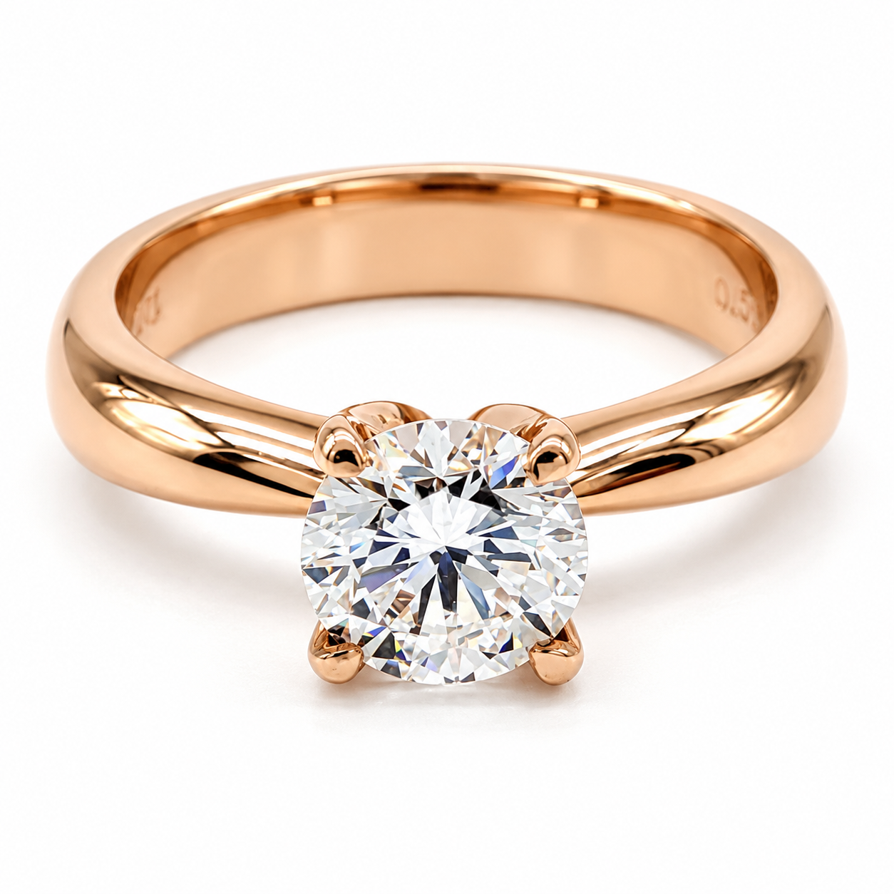 25JCL83LQ Anillo de compromiso en oro rosa de 14 Kilates con Diamante de Laboratorio