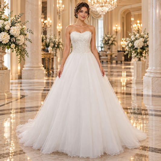 Vestido de novia corte princesa en color Ivory | 51AS02777-6LQ