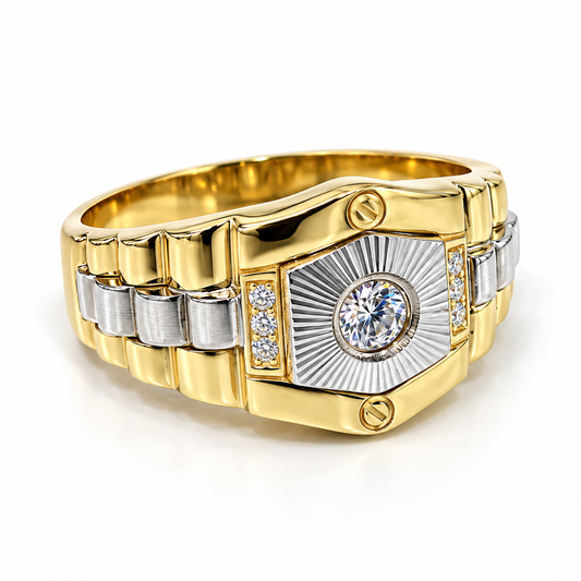 30JC03LQ Anillo para Caballero en oro amarillo con pedrería