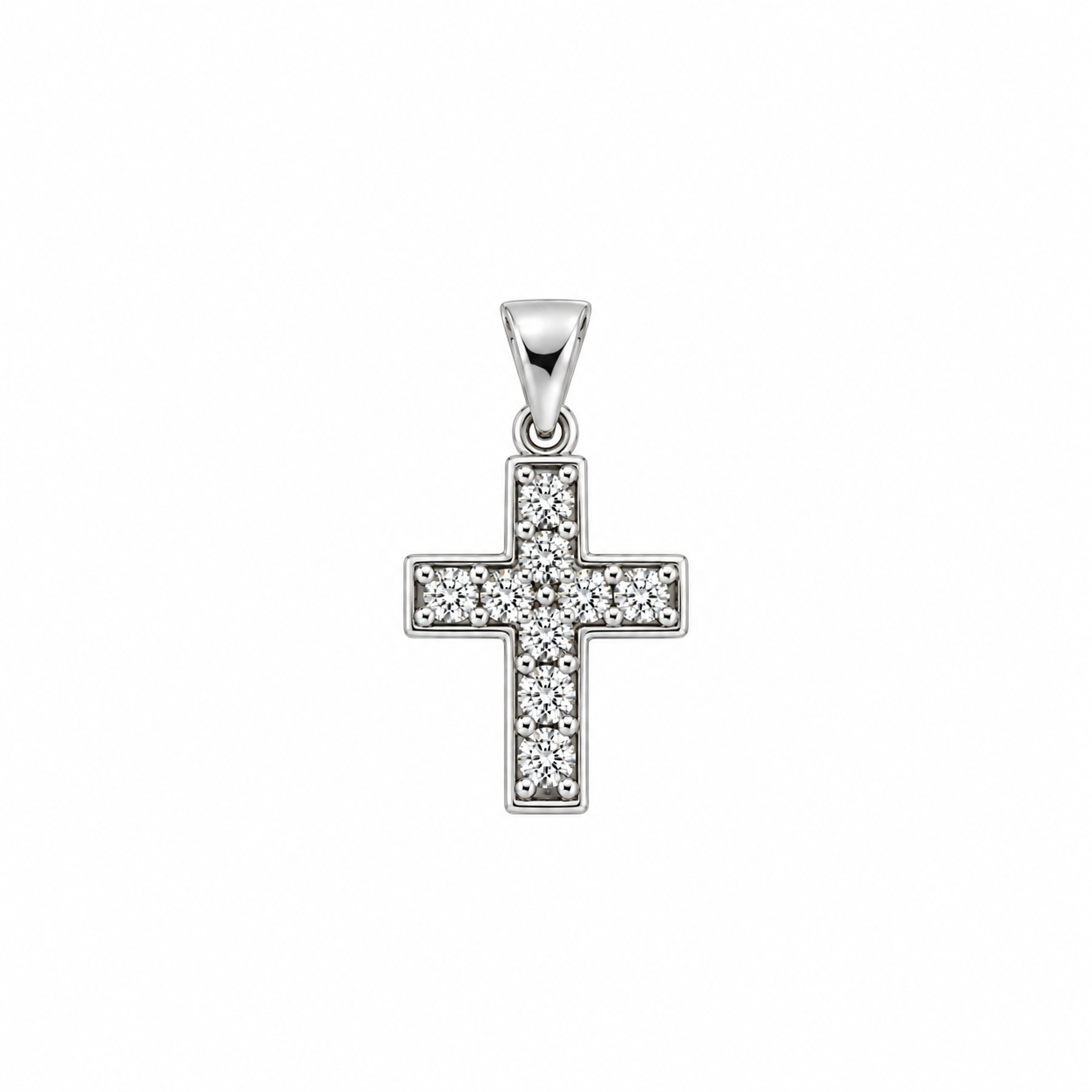 30JC219201LQ Colgante de cruz en oro blanco de 14 Kilates con Diamantes naturales