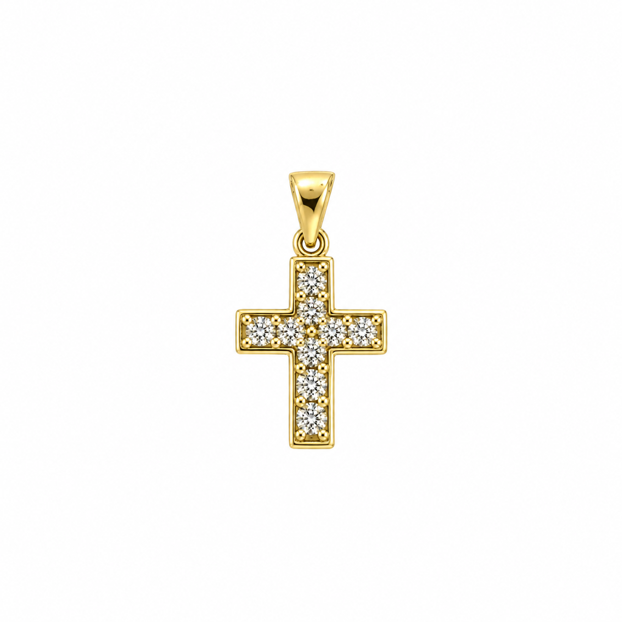 30JC219202LQ Colgante de cruz en oro amarillo de 14 Kilates con Diamantes naturales