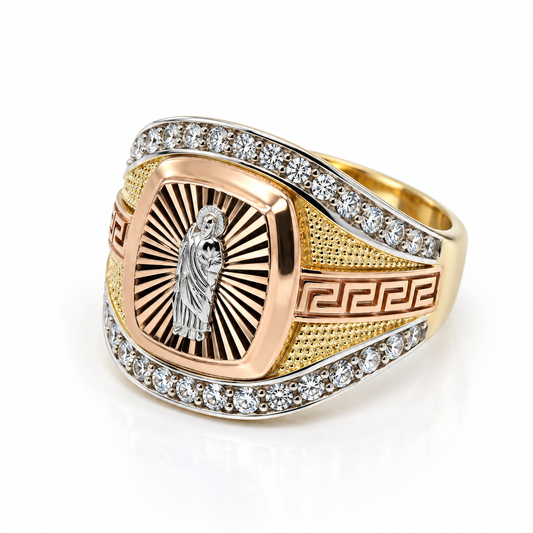 30JC61LQ Anillo con imagen de San Juadas Tadeo en oro de 10 Kilates