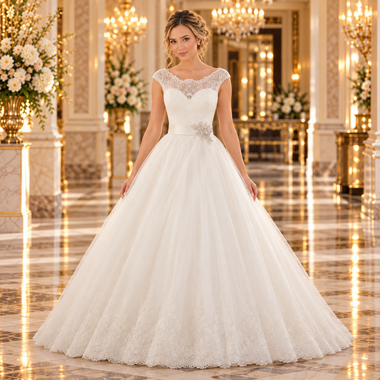 Vestido de Novia corte princesa en color Ivory 51ML2607LQ, vista frontal