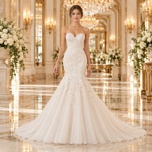 Vestido sirena ivory 51ML5461LQ, vista frontal