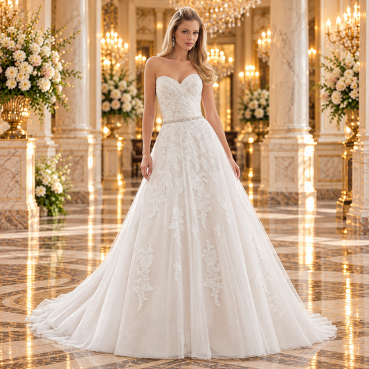 Vestido de Novia línea A Ivory 51ML6834LQ, vista frontal