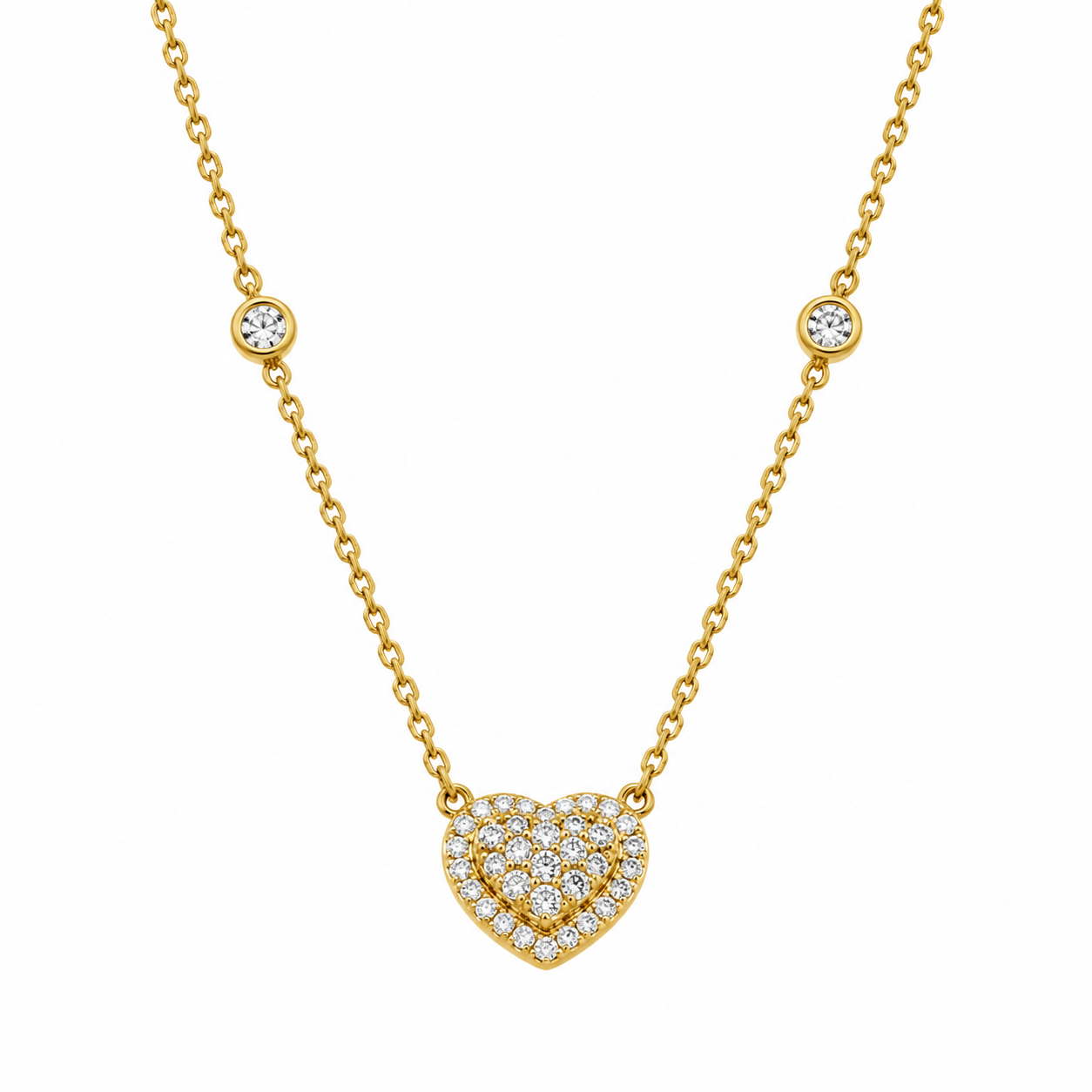 602117209LQ Gargantilla con Diamantes en forma de corazón en oro de 14 Kilates