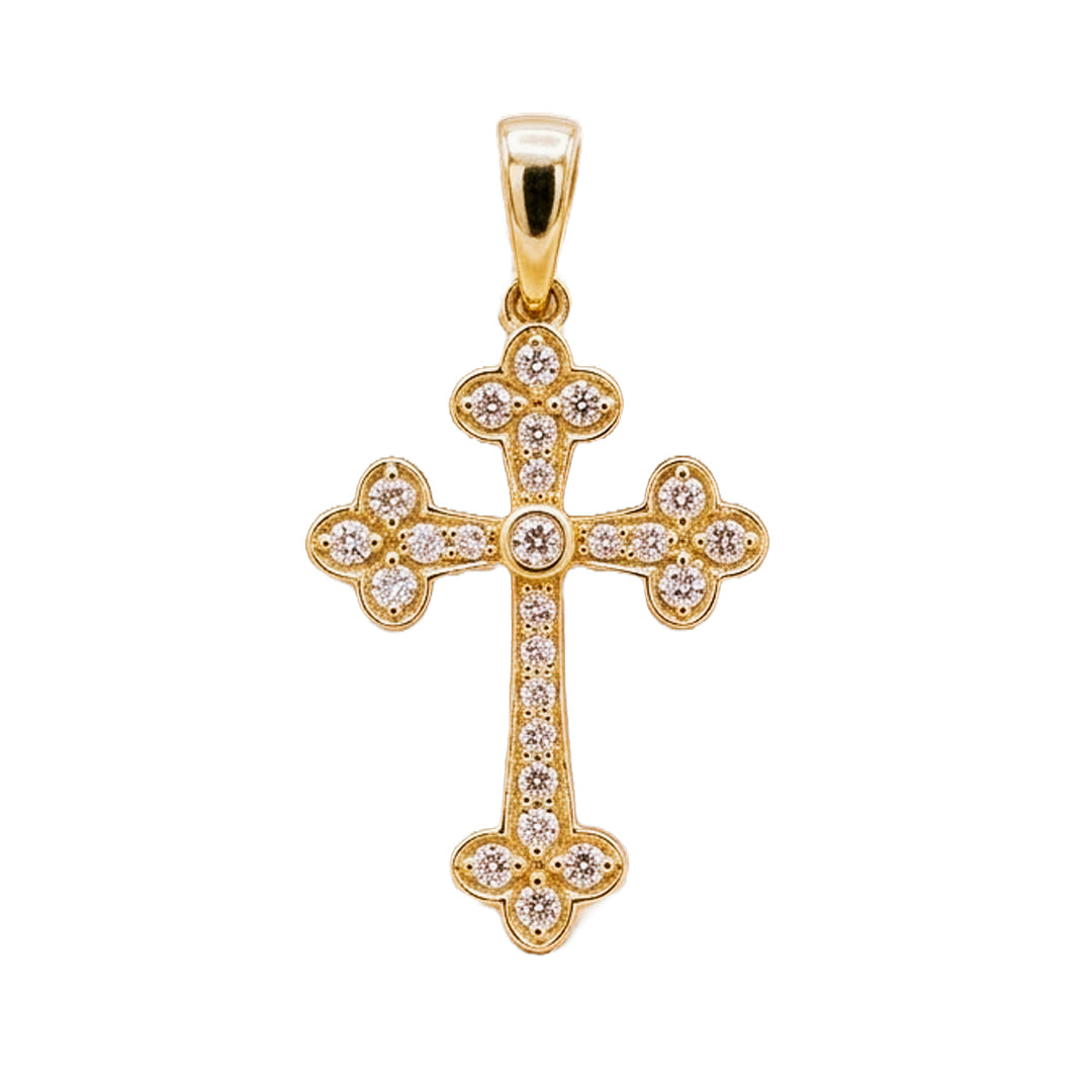 602117297LQ Cruz con Diamantes naturales en oro de 14 Kilates