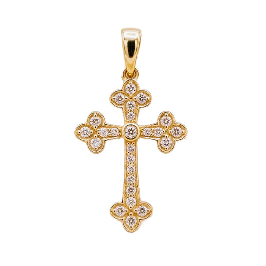 Cruz con Diamantes naturales en oro de 14 Kilates | 602117297LQ