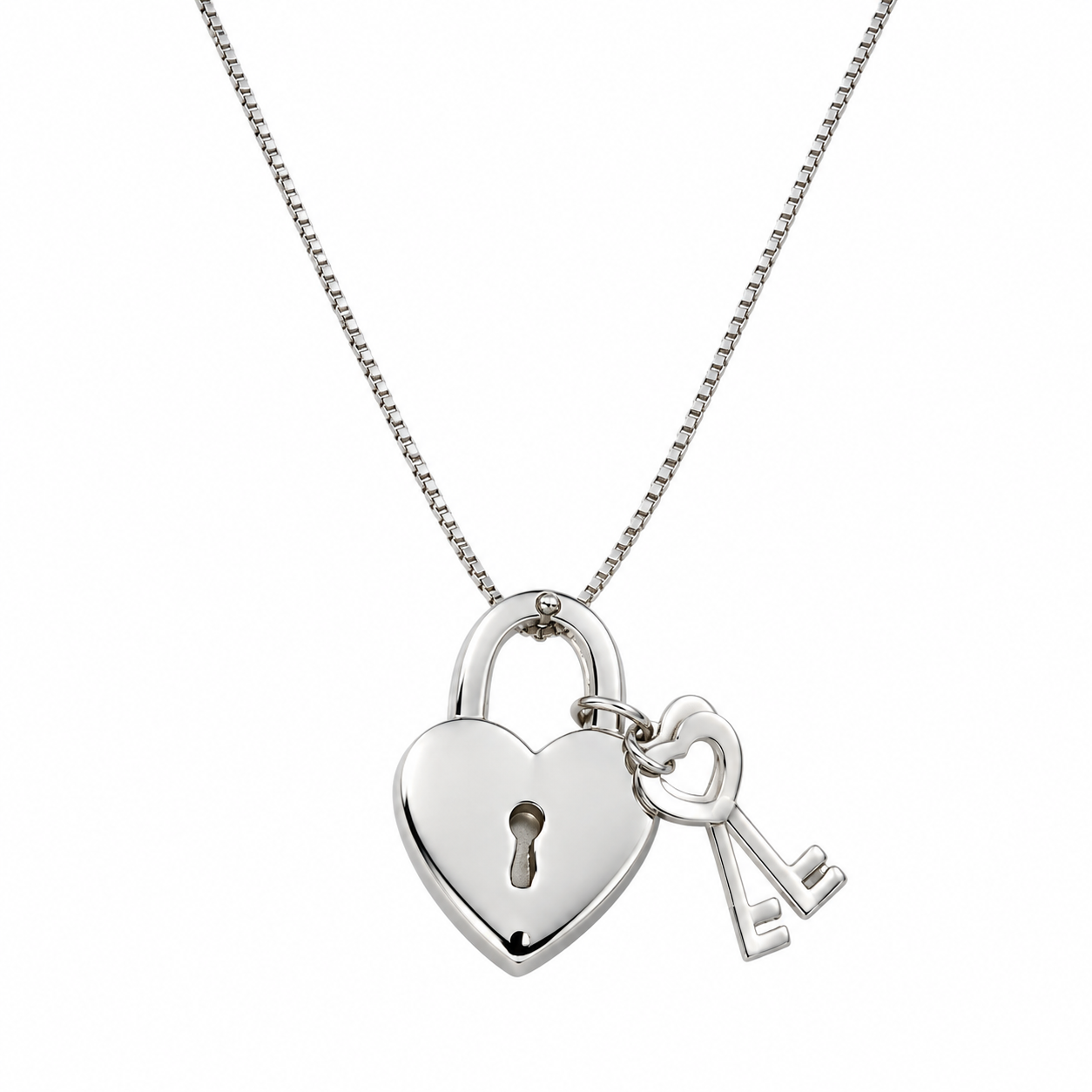 6040081LQ Collar en oro blanco de 14 Kilates con colgante de candado
