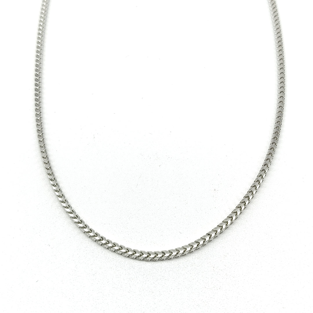 6040100BLQ-2.4MM Cadena Franco en oro blanco de 14 kilates