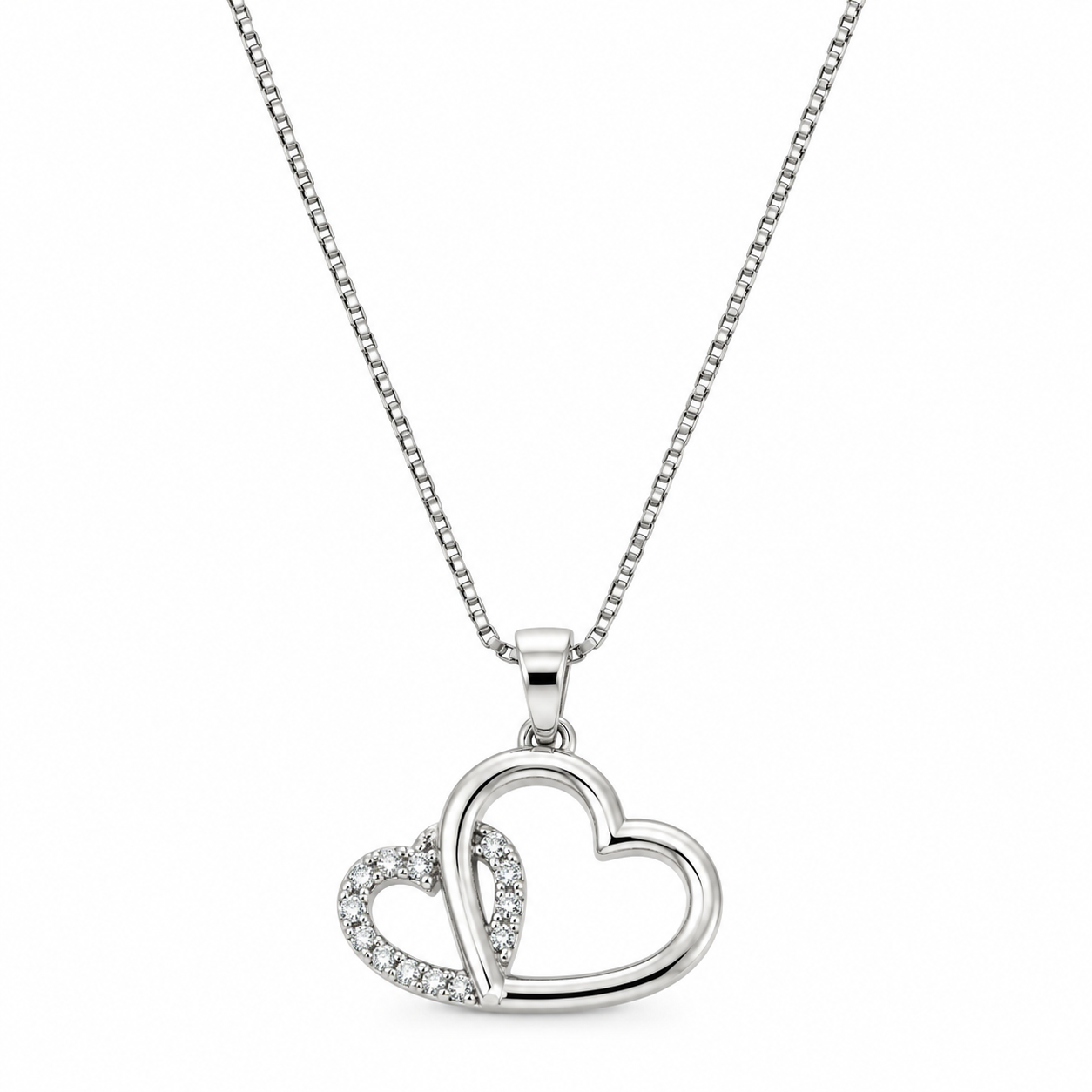 6040143LQ Collar en oro de 14 Kilates con corazones y circonias.