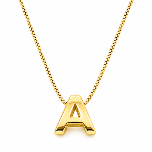 Cadena en oro de 14 Kilates con inicial A en 3D | 6040147LQ-A