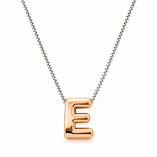 Inicial E en 3D oro 14K Amarillo