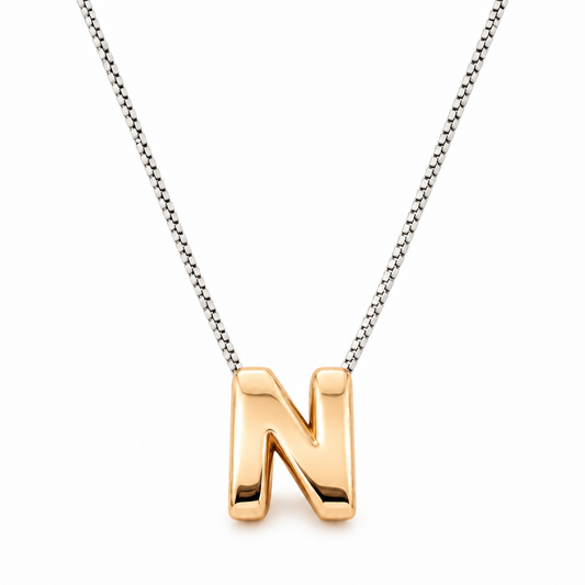Inicial N en 3D oro 14K Amarillo
