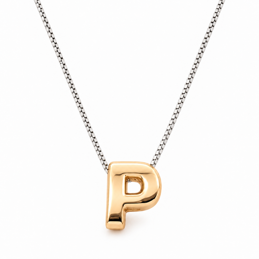 Inicial P en 3D oro 14K Amarillo