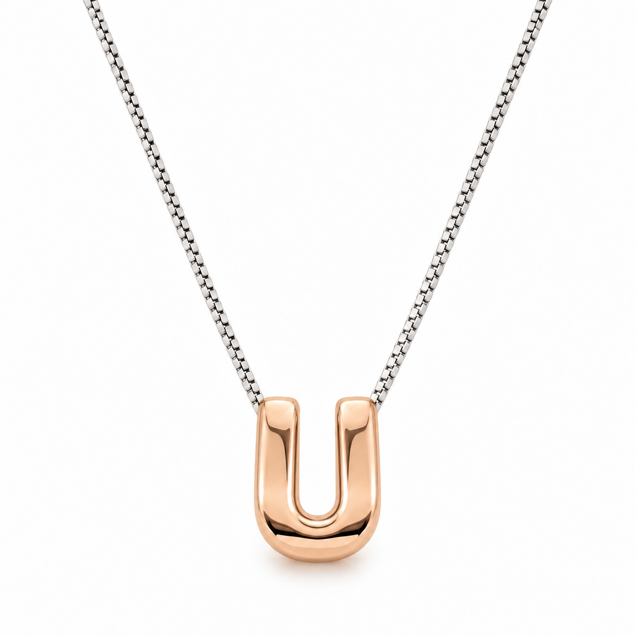 Inicial U en 3D oro 14K Amarillo