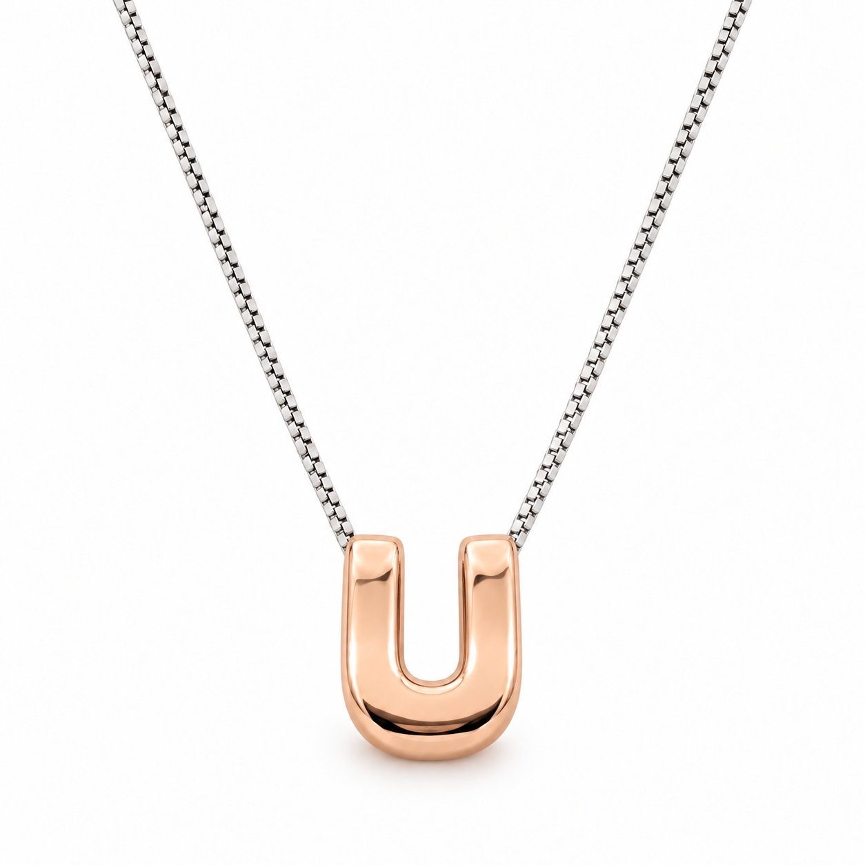 Inicial U en 3D oro 14K Rosa