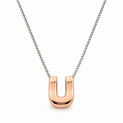 Inicial U en 3D oro 14K Rosa