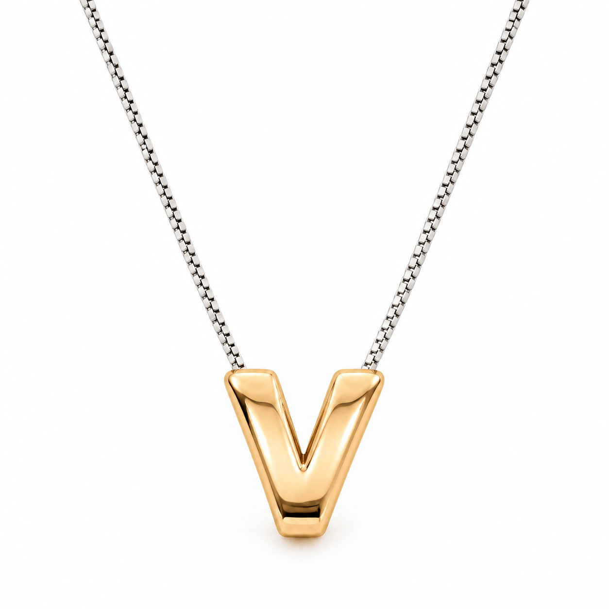 Inicial V en 3D oro 14K Amarillo