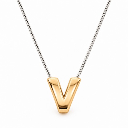 Inicial V en 3D oro 14K Amarillo