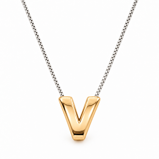 Inicial V en 3D oro 14K Amarillo
