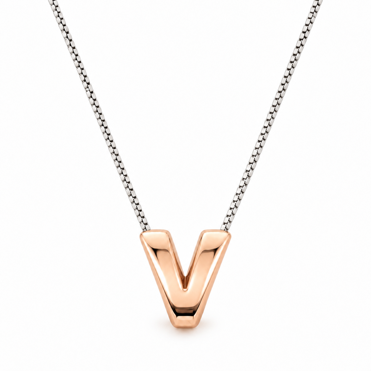Inicial V en 3D oro 14K Rosa