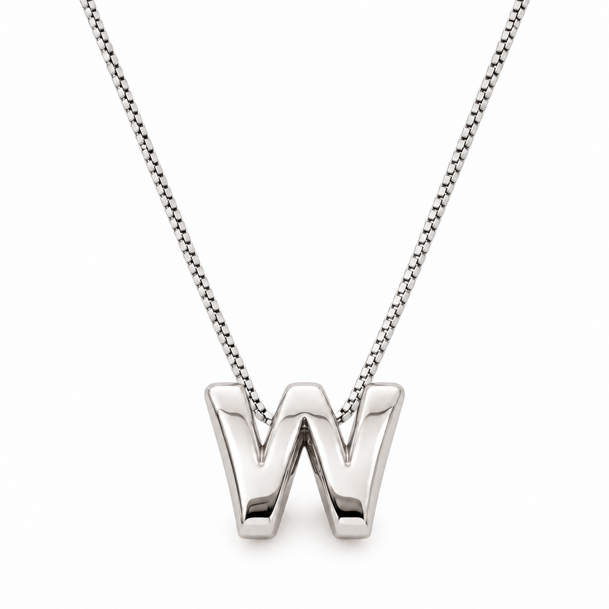 Inicial W en 3D oro 14K Blanco