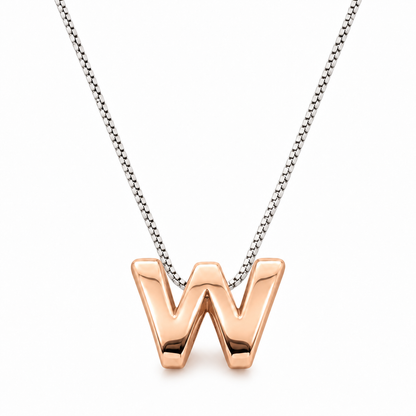 Inicial W en 3D oro 14K Rosa
