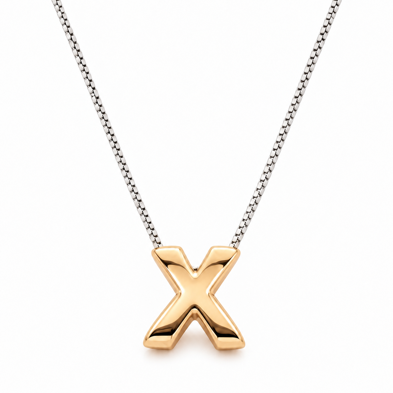 Inicial X en 3D oro 14K Amarillo