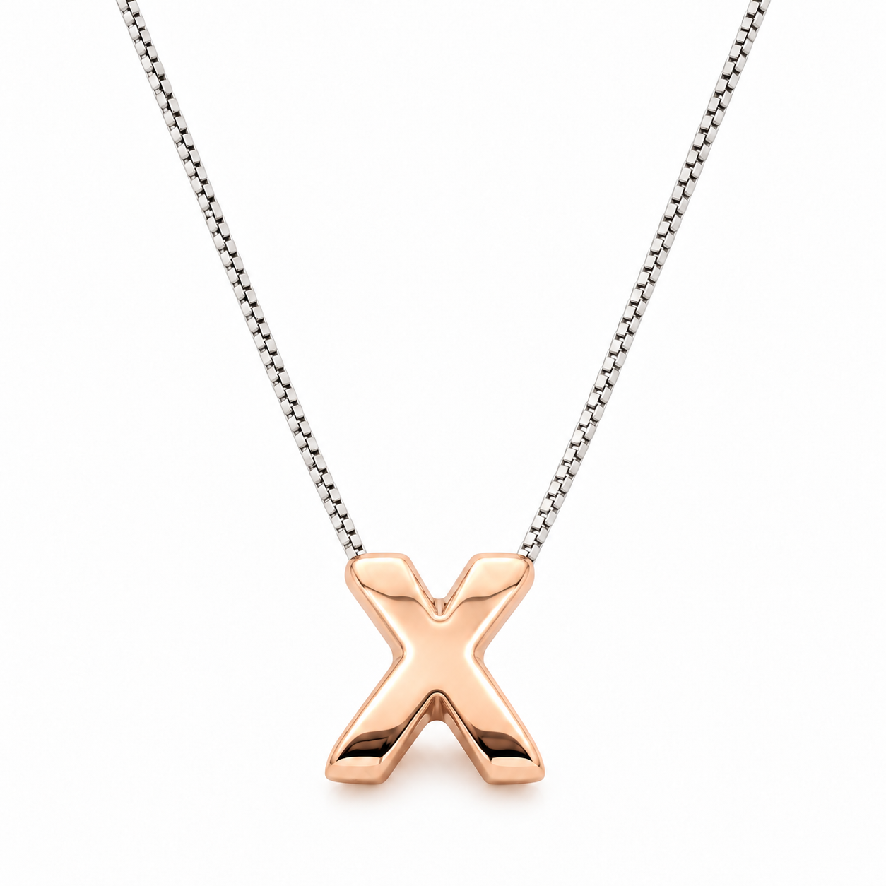 Inicial X en 3D oro 14K Rosa