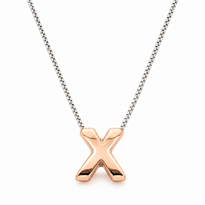 Inicial X en 3D oro 14K Rosa