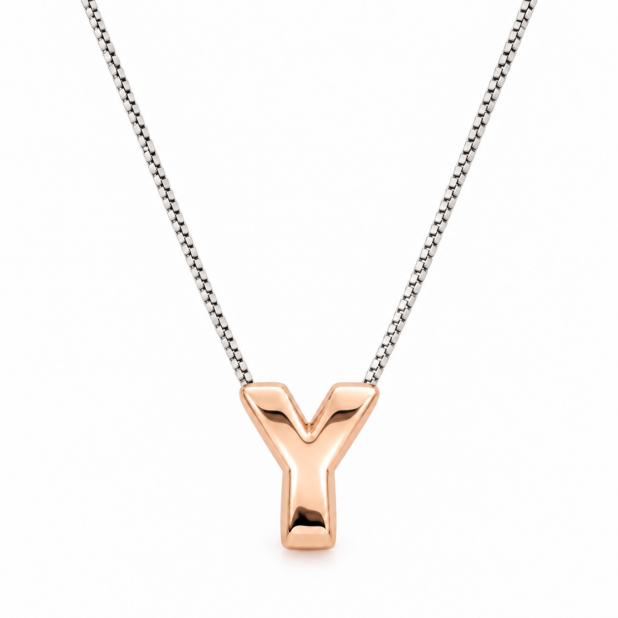 Inicial Y en 3D oro 14K Rosa